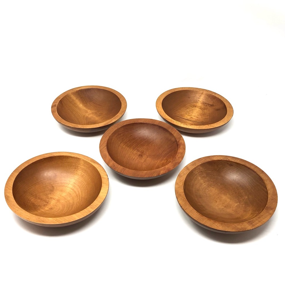 Baribocraft MCM maple wood shallow stacking bowls - set of 5
